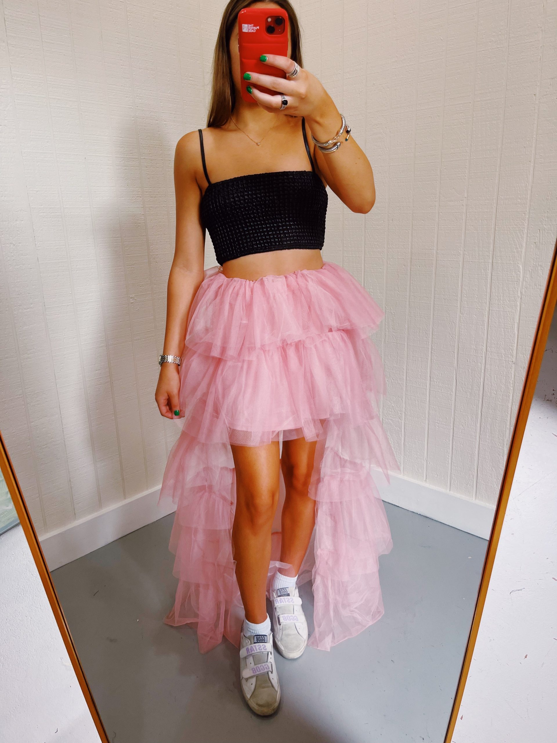 Over It Smocked Leather Top - Black